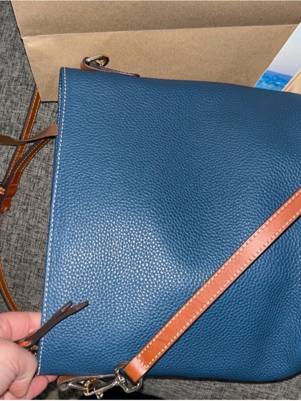 Dooney & Bourke- Authentic 🍀 NWT! Teal Pebbled Leather Crossbody w/ Tassels - Picture 8 of 10